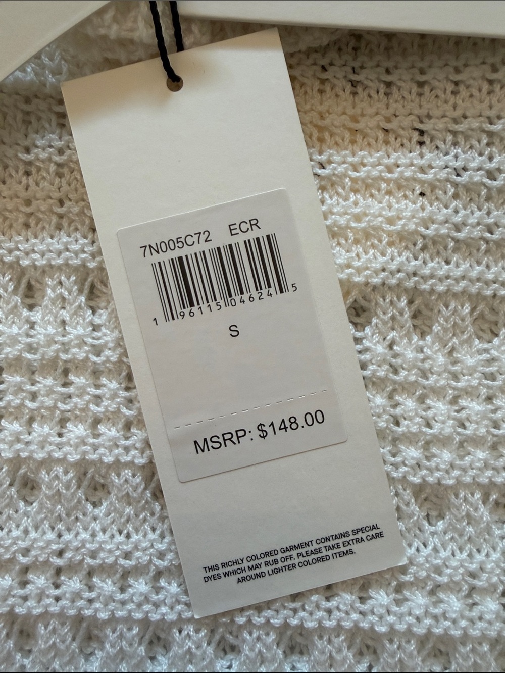 7 For All Mankind Cream Ruffled Knit Tank Top - Picture 2 of 4